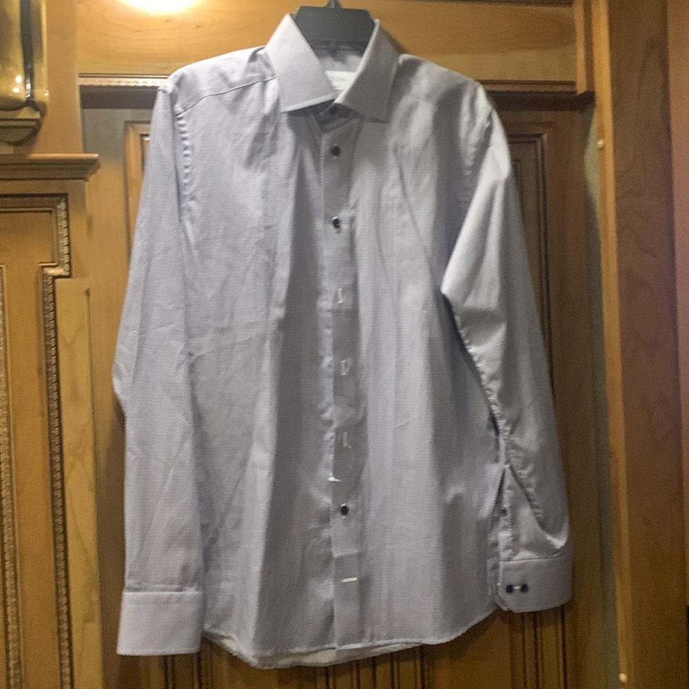 NWOT ETON Slim Fit Small Micro Print 100% Cotton Shirt Size Small